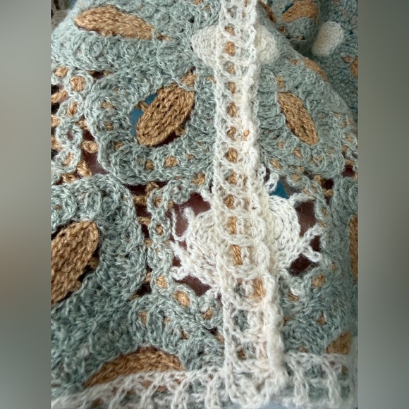 POL Daisy Crochet Floral Dolman Sleeve Cardigan Boho Open Front One Size - Picture 8 of 11